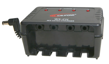 Califone Wireless Audio System Charger for school headphones, charging four units simultaneously for classroom use.